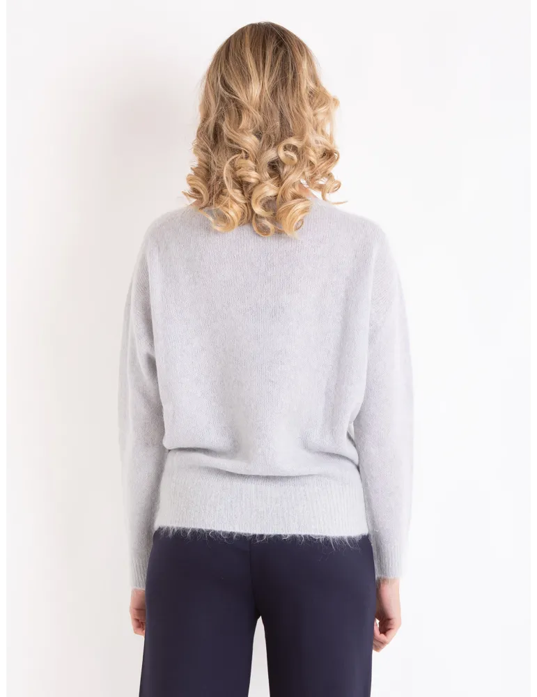 Volpato luxury Knitwear | Pearl grey Alpaca Wool sweater
