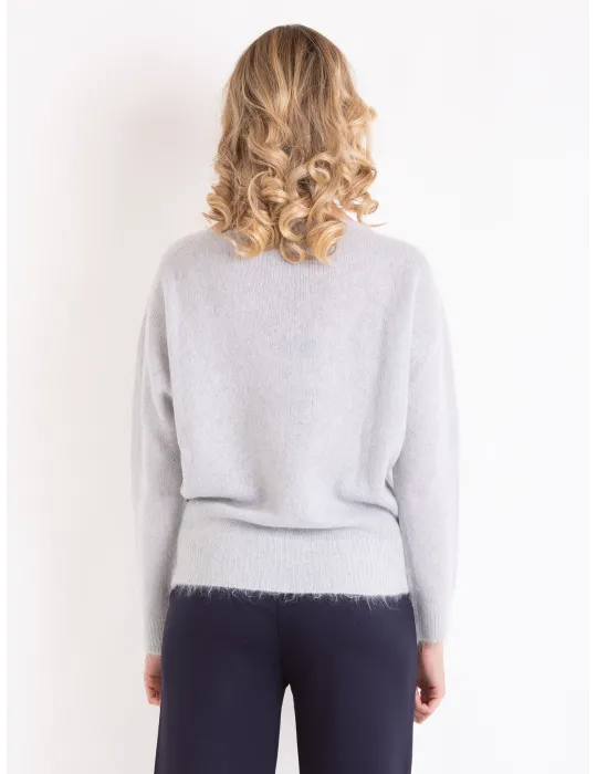 Volpato luxury Knitwear | Pearl grey Alpaca Wool sweater