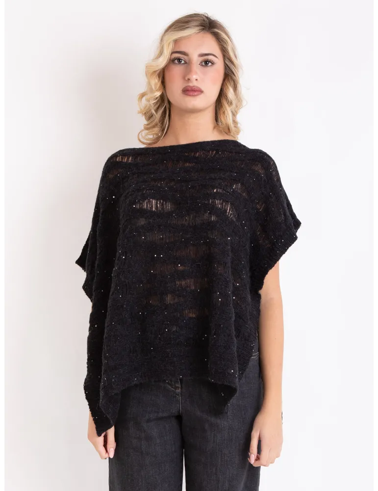 Frida Madè | Maglia poncho over size in lana e alpaca con paillettes Frida Madè | Maglia poncho over size in lana e alpaca con paillettes