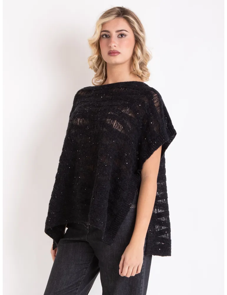 Frida Madè | Black sequins precious wools kimono sweater