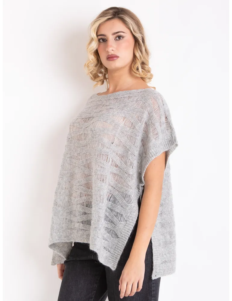 Frida Madè | Grey sequins precious wools kimono sweater