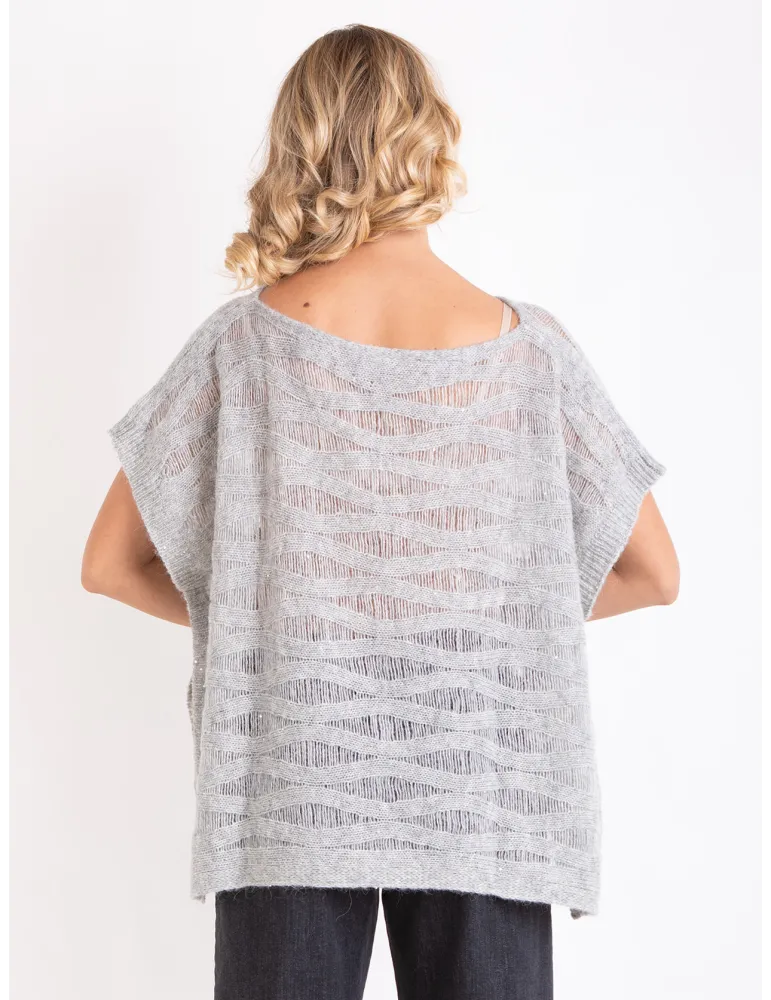 Frida Madè | Grey sequins precious wools kimono sweater