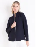 Giacca cardigan con zip in lana Gatto blu a costa inglese Riva Tricot