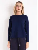 Riva Tricot A/I 2025-26 | Maglione blu semplice in lana merino Gatto