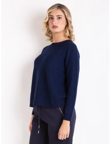 Riva Tricot A/I 2025-26 | Maglione blu semplice in lana merino Gatto 2