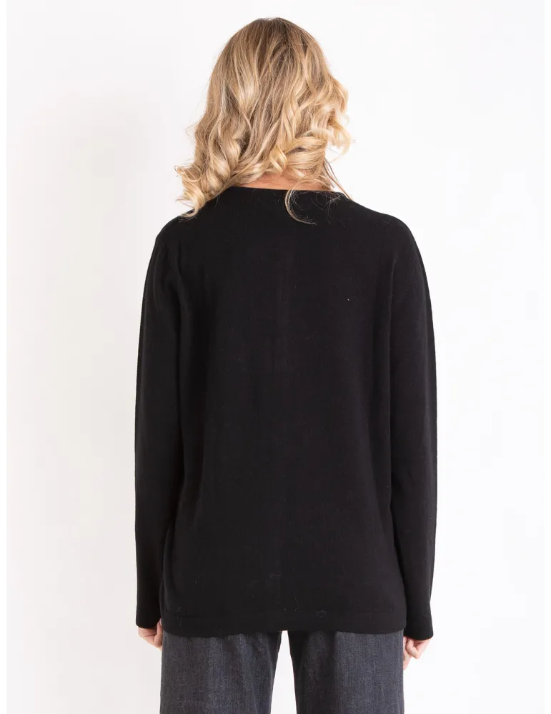 Riva Tricot A/I 2025-26 | Cardigan nero con losanghe rosse fino tg 56