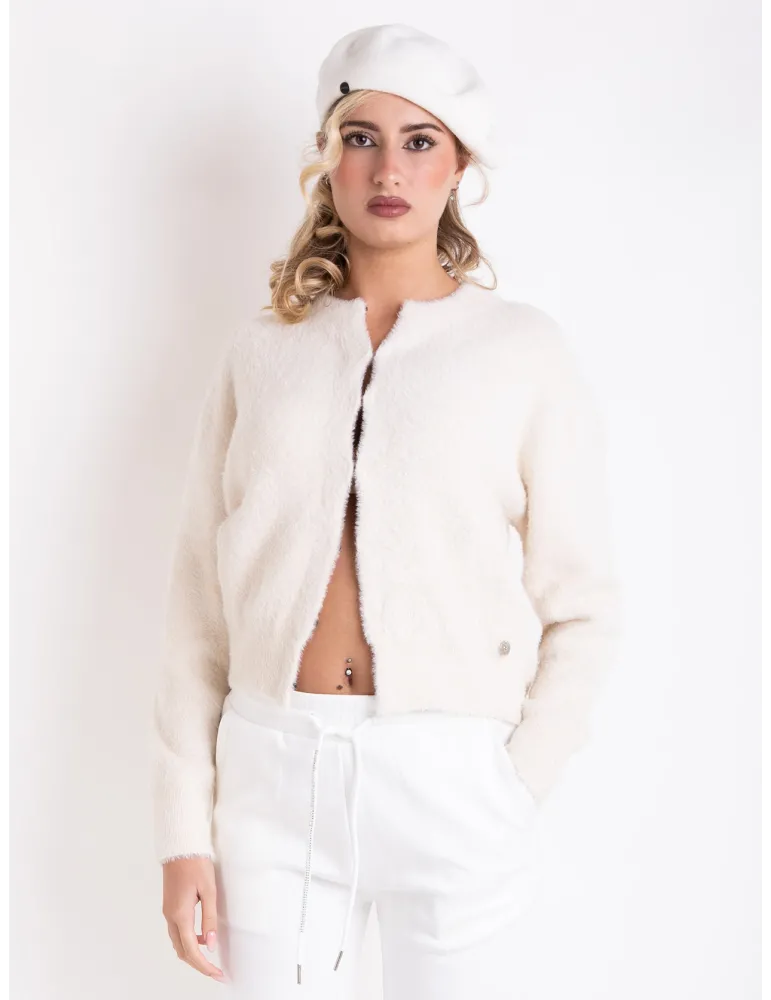 Vanilla White fluffy tracksuit jacket by Riva Tricot Vanilla White fluffy tracksuit jacket by Riva Tricot