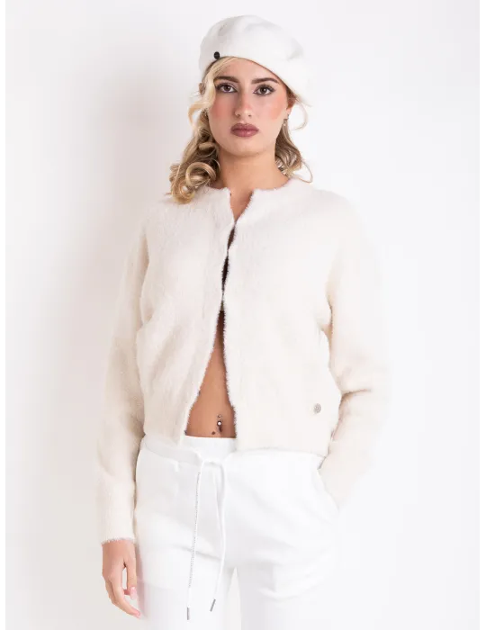 Vanilla White fluffy tracksuit jacket by Riva Tricot Vanilla White fluffy tracksuit jacket by Riva Tricot