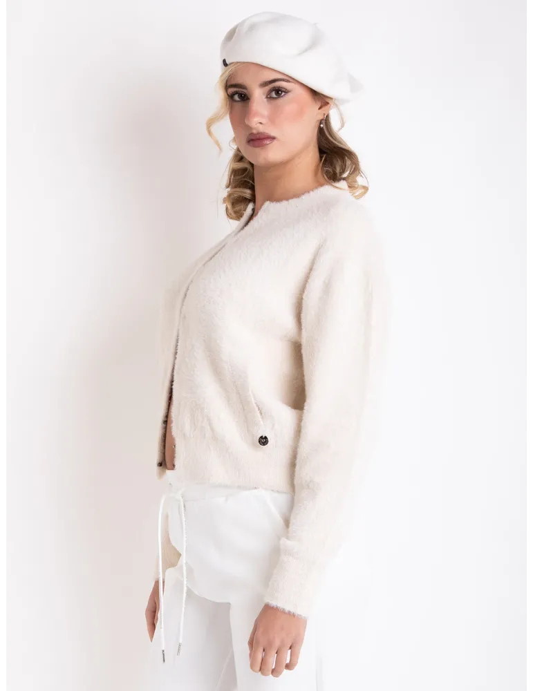 Vanilla White fluffy tracksuit jacket by Riva Tricot