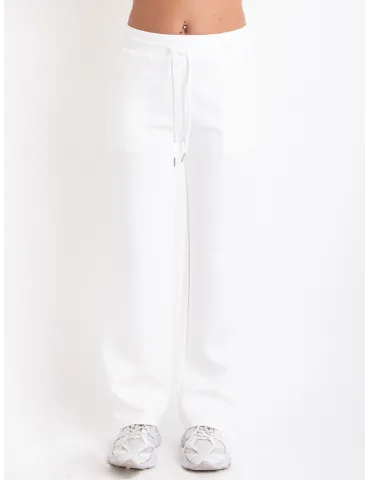 Relaxed-fit white trousers with elastic waist band