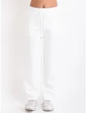 Relaxed-fit white trousers with elastic waist band