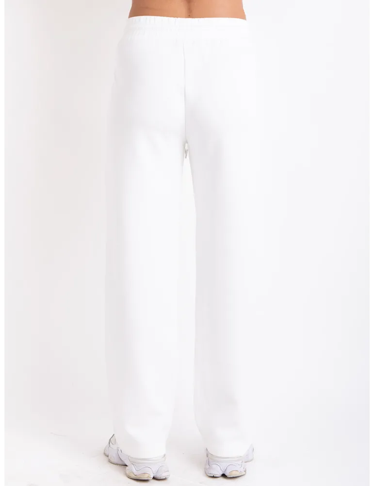 Relaxed-fit white trousers with elastic waist band