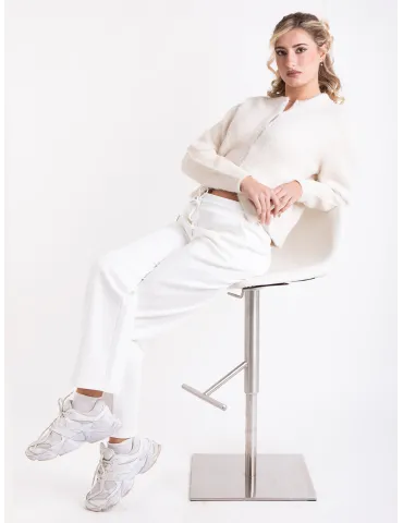 Relaxed-fit white trousers with elastic waist band 2