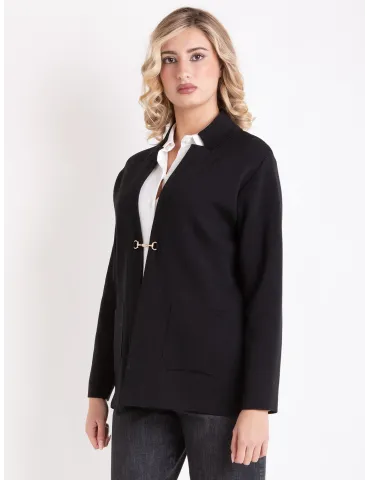 Piero Moretti | Long jacket in creamy white wool jersey 2