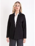 Piero Moretti Long jacket in creamy white wool jersey