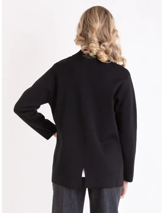 Piero Moretti Long jacket in creamy white wool jersey