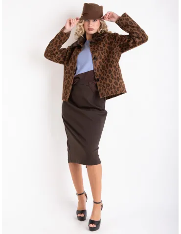 Piero Moretti leopard printed wool short jacket fur collar 2