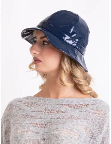Complit Fashion Hats | Cappello cloche antipioggia in vernice blu scuro