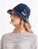 Dark blue Rainproof Cloche Hat in Glossy Fabric by Complit