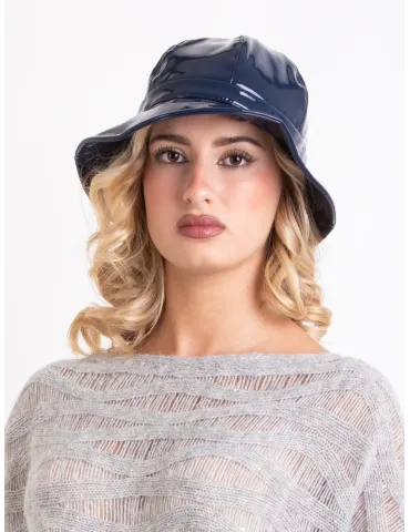 Complit Fashion Hats | Cappello cloche antipioggia in vernice blu scuro 2