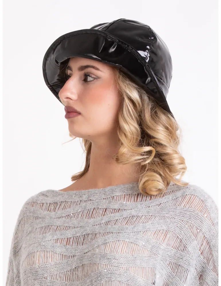 Complit Fashion Hats | Cappello cloche antipioggia in vernice nera