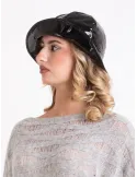 Black Rainproof Cloche Hat in Glossy Fabric by Complit