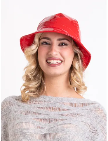 Complit Fashion Hats | Cappello cloche antipioggia in vernice rossa