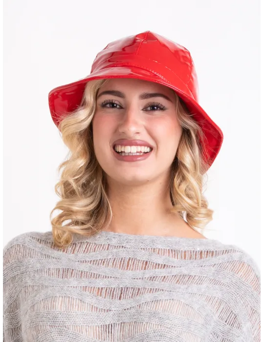 Complit Fashion Hats | Cappello cloche antipioggia in vernice rossa