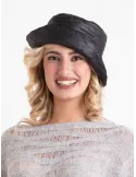 Black Faux Leather Rainproof Cloche Hat by Complit