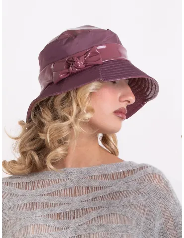 Mauve rose Rainproof Cloche Hat in Matte and Glossy Fabric