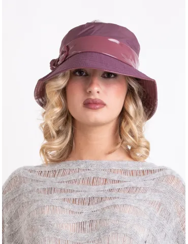 Mauve rose Rainproof Cloche Hat in Matte and Glossy Fabric 2