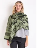 Bissoli Green and black jacquard formal scarf with platinum lurex