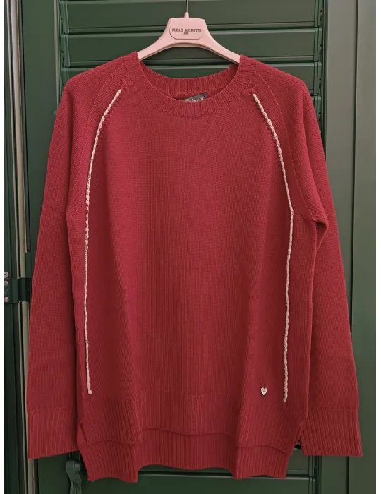Riva Tricot Italian fashion Knitwear | Brick red merino wool sweater Riva Tricot Italian fashion Knitwear | Brick red merino wool sweater