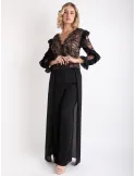Completo elegante top di pizzo e pantaloni nero Sonia Pena 1250026