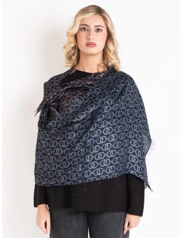 Silver gold and black formal scarf with platinum lurex by Bissoli 2