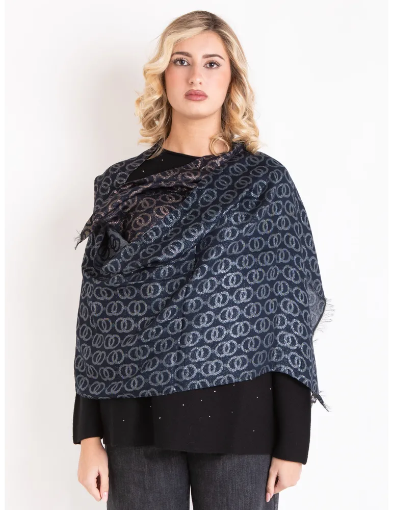 Silver gold and black formal scarf with platinum lurex by Bissoli