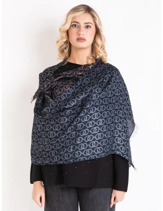 Silver gold and black formal scarf with platinum lurex by Bissoli