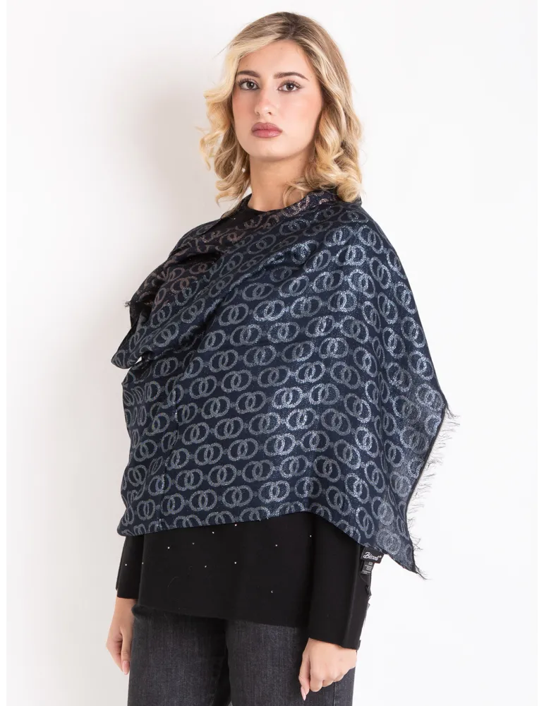 Silver gold and black formal scarf with platinum lurex by Bissoli Silver gold and black formal scarf with platinum lurex by Bissoli