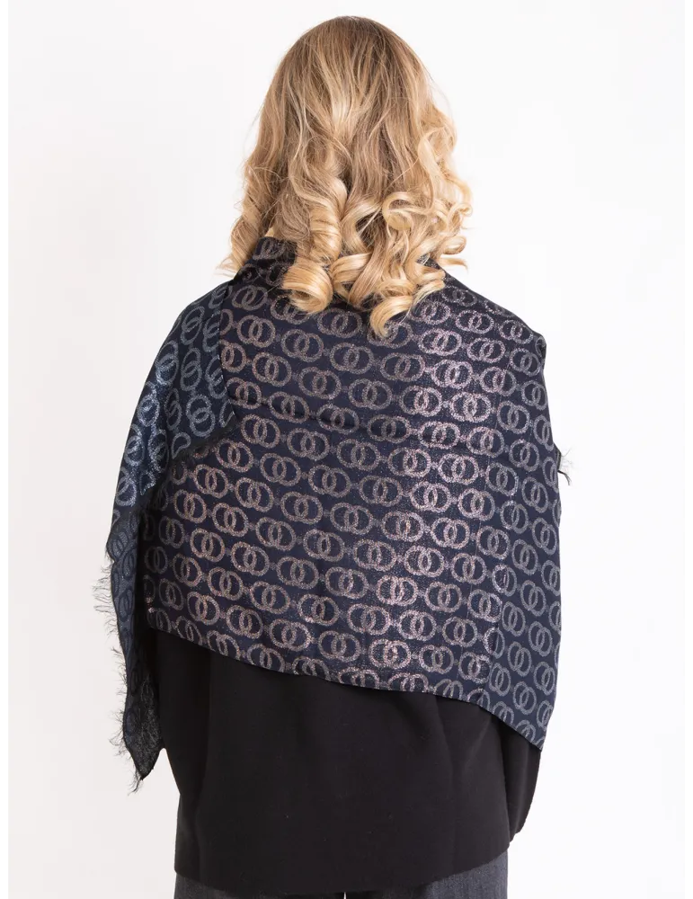 Silver gold and black formal scarf with platinum lurex by Bissoli