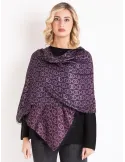 Purple pink and black formal scarf with platinum lurex by Bissoli