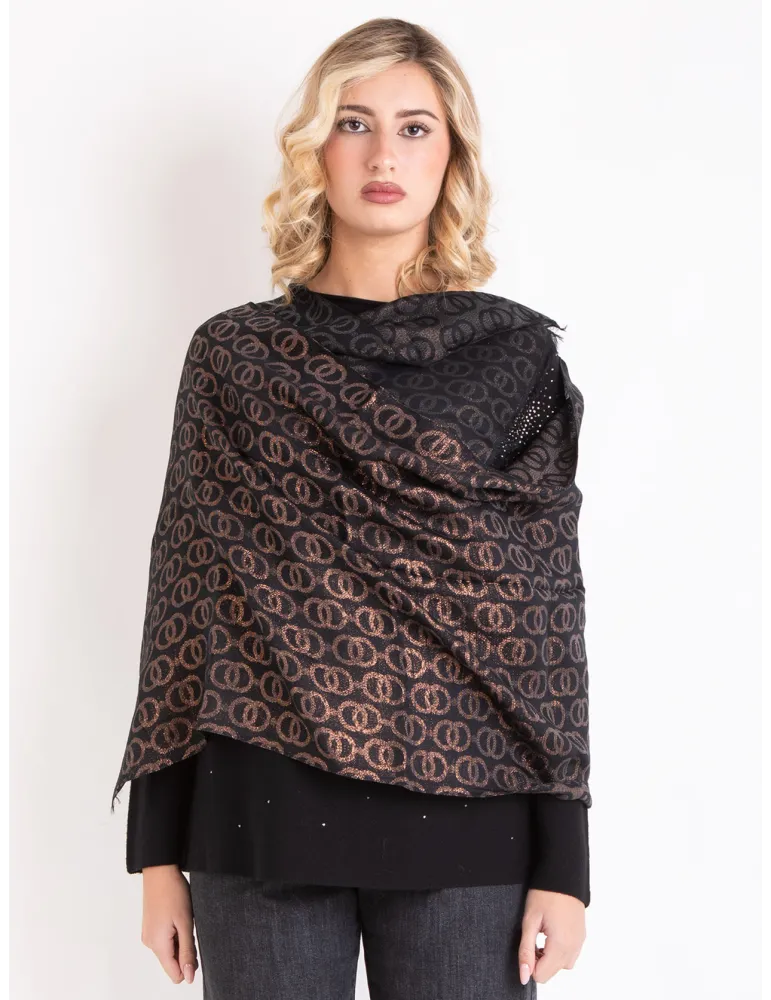 Bronze and black formal scarf with platinum lurex by Bissoli Bronze and black formal scarf with platinum lurex by Bissoli