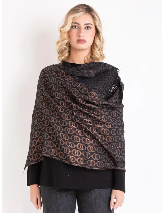 Bronze and black formal scarf with platinum lurex by Bissoli Bronze and black formal scarf with platinum lurex by Bissoli