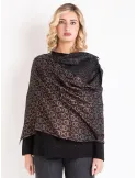 Bronze and black formal scarf with platinum lurex by Bissoli