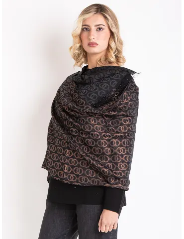 Bronze and black formal scarf with platinum lurex by Bissoli 2