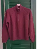 Burgundy merino & cashmere mock turtleneck sweater | Frida Madè Italy