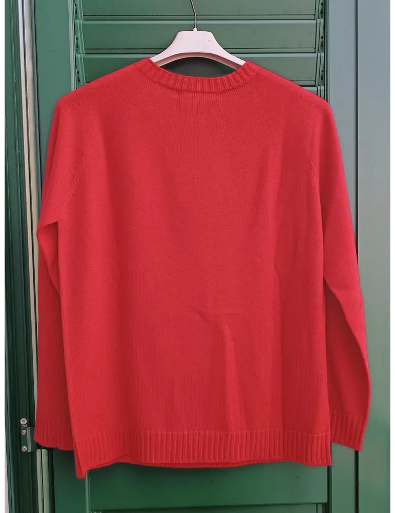 Maglione rosso delle feste con strass | Riva Tricot fino alla tg 52