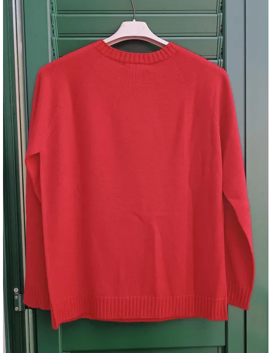 Maglione rosso delle feste con strass | Riva Tricot fino alla tg 52