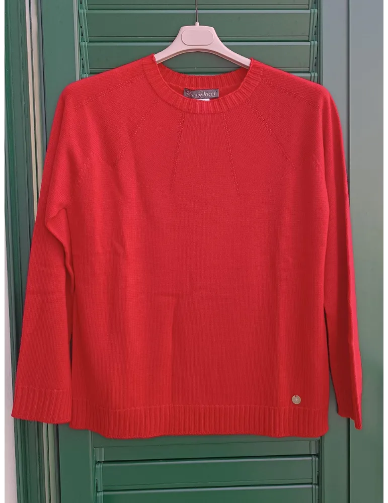 Maglione rosso delle feste con strass | Riva Tricot fino alla tg 52 Maglione rosso delle feste con strass | Riva Tricot fino alla tg 52