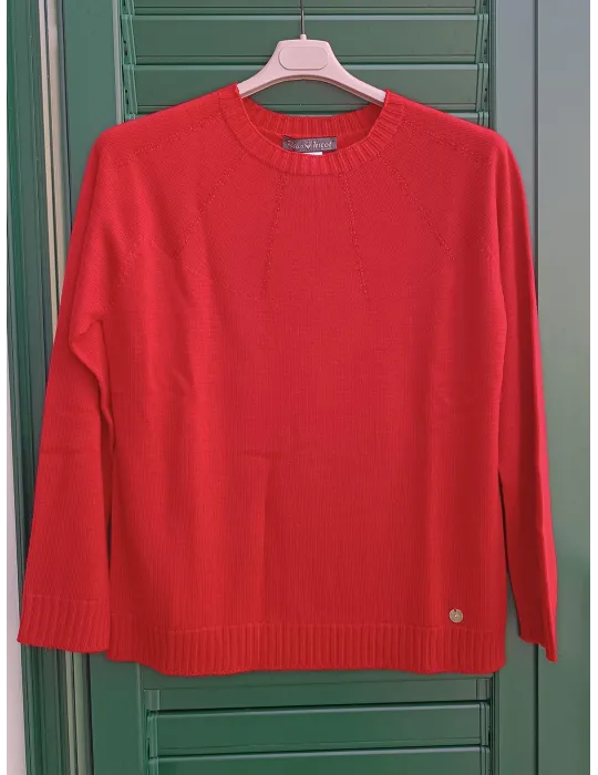 Maglione rosso delle feste con strass | Riva Tricot fino alla tg 52 Maglione rosso delle feste con strass | Riva Tricot fino alla tg 52