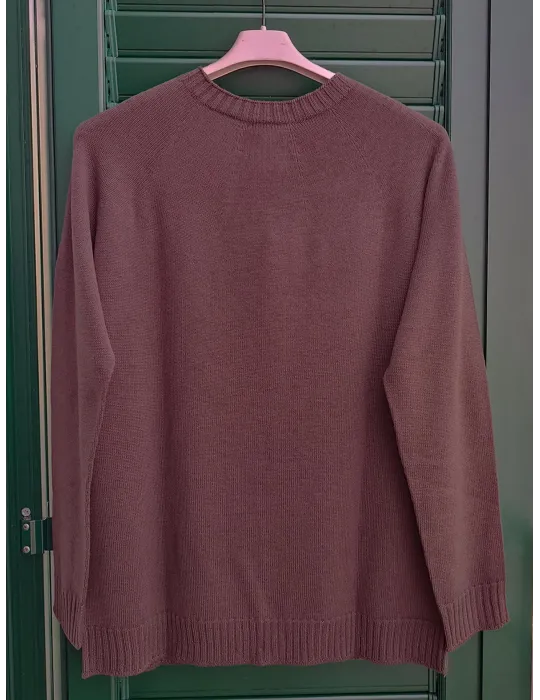 Cozy Glow Rhinestone Brown wool Sweater | Riva Tricot plus size